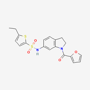 molecular formula C19H18N2O4S2 B3205980 5-ethyl-N-(1-(furan-2-carbonyl)indolin-6-yl)thiophene-2-sulfonamide CAS No. 1040661-56-0