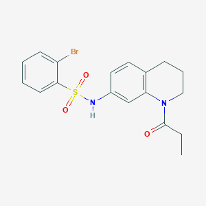 molecular formula C18H19BrN2O3S B3205981 2-bromo-N-(1-propionyl-1,2,3,4-tetrahydroquinolin-7-yl)benzenesulfonamide CAS No. 1040661-58-2