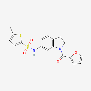 molecular formula C18H16N2O4S2 B3205987 N-(1-(furan-2-carbonyl)indolin-6-yl)-5-methylthiophene-2-sulfonamide CAS No. 1040661-63-9