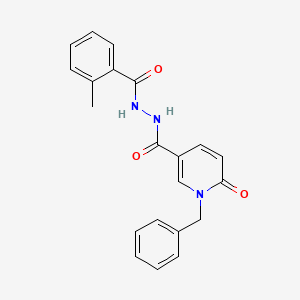 molecular formula C21H19N3O3 B3206001 1-benzyl-N'-(2-methylbenzoyl)-6-oxo-1,6-dihydropyridine-3-carbohydrazide CAS No. 1040662-30-3