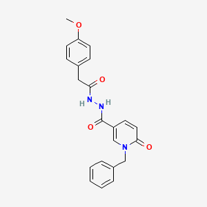 molecular formula C22H21N3O4 B3206104 1-benzyl-N'-(2-(4-methoxyphenyl)acetyl)-6-oxo-1,6-dihydropyridine-3-carbohydrazide CAS No. 1040663-35-1
