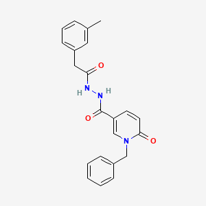 molecular formula C22H21N3O3 B3206111 1-benzyl-6-oxo-N'-(2-(m-tolyl)acetyl)-1,6-dihydropyridine-3-carbohydrazide CAS No. 1040663-51-1