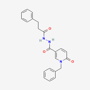 molecular formula C22H21N3O3 B3206121 1-benzyl-6-oxo-N'-(3-phenylpropanoyl)-1,6-dihydropyridine-3-carbohydrazide CAS No. 1040663-67-9