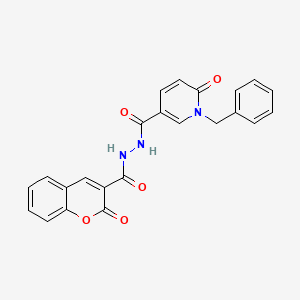 molecular formula C23H17N3O5 B3206129 1-benzyl-6-oxo-N'-(2-oxo-2H-chromene-3-carbonyl)-1,6-dihydropyridine-3-carbohydrazide CAS No. 1040663-75-9