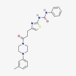 molecular formula C24H27N5O2S B3206168 1-(4-(3-Oxo-3-(4-(m-tolyl)piperazin-1-yl)propyl)thiazol-2-yl)-3-phenylurea CAS No. 1040665-31-3