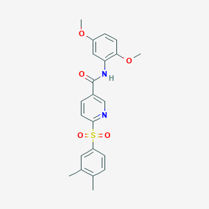 molecular formula C22H22N2O5S B3206181 N-(2,5-dimethoxyphenyl)-6-((3,4-dimethylphenyl)sulfonyl)nicotinamide CAS No. 1040665-51-7