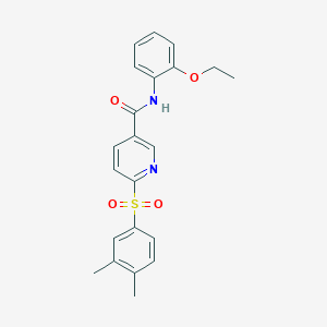 molecular formula C22H22N2O4S B3206217 6-((3,4-dimethylphenyl)sulfonyl)-N-(2-ethoxyphenyl)nicotinamide CAS No. 1040666-10-1