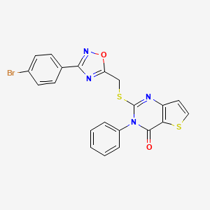 molecular formula C21H13BrN4O2S2 B3206243 2-(((3-(4-bromophenyl)-1,2,4-oxadiazol-5-yl)methyl)thio)-3-phenylthieno[3,2-d]pyrimidin-4(3H)-one CAS No. 1040666-42-9