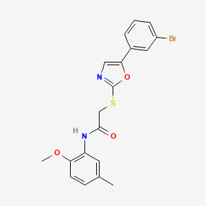 2-((5-(3-bromophenyl)oxazol-2-yl)thio)-N-(2-methoxy-5-methylphenyl)acetamide