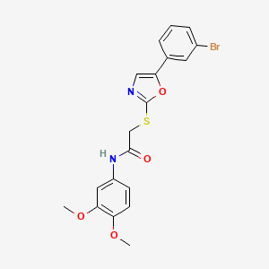 molecular formula C19H17BrN2O4S B3206313 2-((5-(3-bromophenyl)oxazol-2-yl)thio)-N-(3,4-dimethoxyphenyl)acetamide CAS No. 1040667-49-9