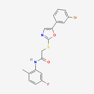 molecular formula C18H14BrFN2O2S B3206350 2-((5-(3-bromophenyl)oxazol-2-yl)thio)-N-(5-fluoro-2-methylphenyl)acetamide CAS No. 1040667-91-1