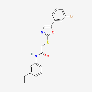 molecular formula C19H17BrN2O2S B3206358 2-((5-(3-bromophenyl)oxazol-2-yl)thio)-N-(3-ethylphenyl)acetamide CAS No. 1040668-04-9