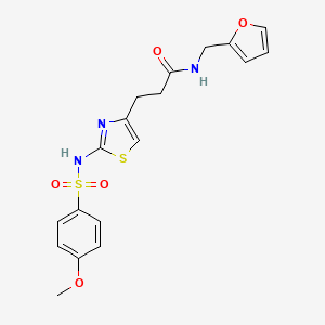 molecular formula C18H19N3O5S2 B3206391 N-(furan-2-ylmethyl)-3-(2-(4-methoxyphenylsulfonamido)thiazol-4-yl)propanamide CAS No. 1040668-37-8