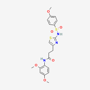 molecular formula C21H23N3O6S2 B3206417 N-(2,4-dimethoxyphenyl)-3-(2-(4-methoxyphenylsulfonamido)thiazol-4-yl)propanamide CAS No. 1040668-65-2