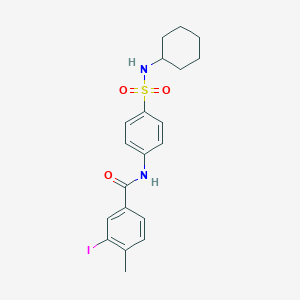 molecular formula C20H23IN2O3S B320642 N-[4-(cyclohexylsulfamoyl)phenyl]-3-iodo-4-methylbenzamide 