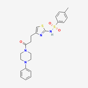 molecular formula C23H26N4O3S2 B3206457 4-methyl-N-(4-(3-oxo-3-(4-phenylpiperazin-1-yl)propyl)thiazol-2-yl)benzenesulfonamide CAS No. 1040669-36-0