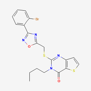 molecular formula C19H17BrN4O2S2 B3206467 2-(((3-(2-bromophenyl)-1,2,4-oxadiazol-5-yl)methyl)thio)-3-butylthieno[3,2-d]pyrimidin-4(3H)-one CAS No. 1040669-57-5