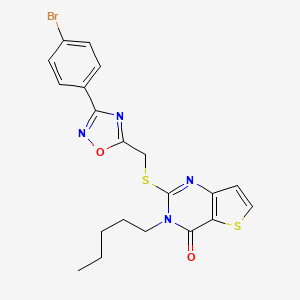molecular formula C20H19BrN4O2S2 B3206496 2-(((3-(4-bromophenyl)-1,2,4-oxadiazol-5-yl)methyl)thio)-3-pentylthieno[3,2-d]pyrimidin-4(3H)-one CAS No. 1040669-72-4