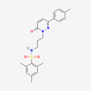 molecular formula C23H27N3O3S B3206504 2,4,6-trimethyl-N-(3-(6-oxo-3-(p-tolyl)pyridazin-1(6H)-yl)propyl)benzenesulfonamide CAS No. 1040669-73-5