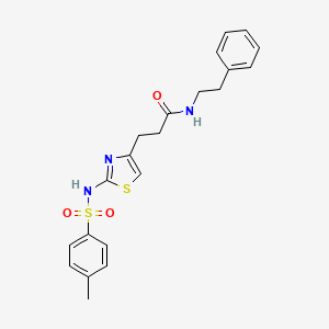 molecular formula C21H23N3O3S2 B3206512 3-(2-(4-methylphenylsulfonamido)thiazol-4-yl)-N-phenethylpropanamide CAS No. 1040669-76-8