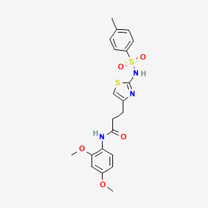molecular formula C21H23N3O5S2 B3206537 N-(2,4-dimethoxyphenyl)-3-(2-(4-methylphenylsulfonamido)thiazol-4-yl)propanamide CAS No. 1040670-04-9