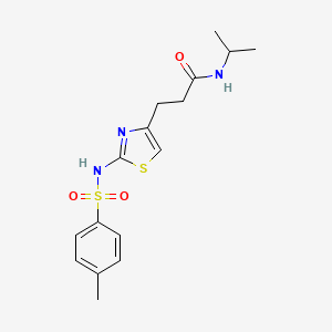 molecular formula C16H21N3O3S2 B3206590 N-isopropyl-3-(2-(4-methylphenylsulfonamido)thiazol-4-yl)propanamide CAS No. 1040670-62-9