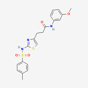 molecular formula C20H21N3O4S2 B3206616 N-(3-methoxyphenyl)-3-(2-(4-methylphenylsulfonamido)thiazol-4-yl)propanamide CAS No. 1040671-14-4