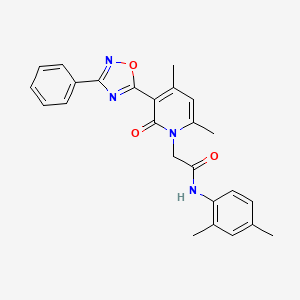 molecular formula C25H24N4O3 B3206618 2-(4,6-dimethyl-2-oxo-3-(3-phenyl-1,2,4-oxadiazol-5-yl)pyridin-1(2H)-yl)-N-(2,4-dimethylphenyl)acetamide CAS No. 1040671-19-9