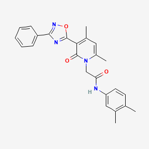 molecular formula C25H24N4O3 B3206639 2-(4,6-dimethyl-2-oxo-3-(3-phenyl-1,2,4-oxadiazol-5-yl)pyridin-1(2H)-yl)-N-(3,4-dimethylphenyl)acetamide CAS No. 1040671-35-9