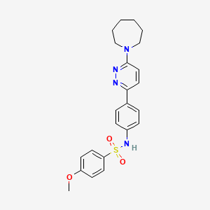 molecular formula C23H26N4O3S B3206648 N-[4-(6-azepan-1-ylpyridazin-3-yl)phenyl]-4-methoxybenzenesulfonamide CAS No. 1040671-41-7