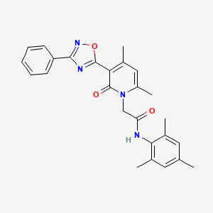 molecular formula C26H26N4O3 B3206652 2-(4,6-dimethyl-2-oxo-3-(3-phenyl-1,2,4-oxadiazol-5-yl)pyridin-1(2H)-yl)-N-mesitylacetamide CAS No. 1040671-43-9
