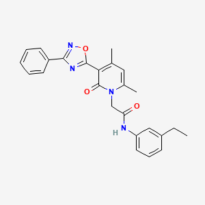 2-(4,6-dimethyl-2-oxo-3-(3-phenyl-1,2,4-oxadiazol-5-yl)pyridin-1(2H)-yl)-N-(3-ethylphenyl)acetamide