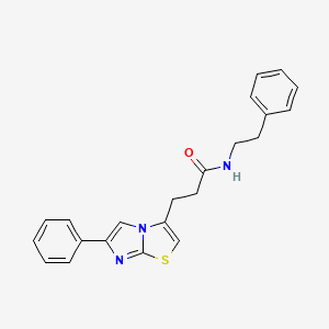 molecular formula C22H21N3OS B3206689 N-phenethyl-3-(6-phenylimidazo[2,1-b]thiazol-3-yl)propanamide CAS No. 1040671-88-2