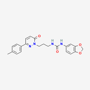 molecular formula C22H22N4O4 B3206699 1-(benzo[d][1,3]dioxol-5-yl)-3-(3-(6-oxo-3-(p-tolyl)pyridazin-1(6H)-yl)propyl)urea CAS No. 1040671-93-9