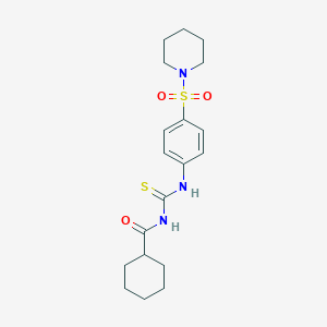 molecular formula C19H27N3O3S2 B320670 N-(cyclohexylcarbonyl)-N'-[4-(1-piperidinylsulfonyl)phenyl]thiourea 