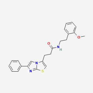 molecular formula C23H23N3O2S B3206714 N-(2-methoxyphenethyl)-3-(6-phenylimidazo[2,1-b]thiazol-3-yl)propanamide CAS No. 1040672-04-5