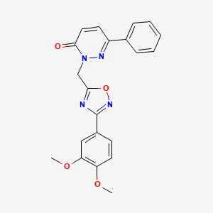 molecular formula C21H18N4O4 B3206721 2-((3-(3,4-dimethoxyphenyl)-1,2,4-oxadiazol-5-yl)methyl)-6-phenylpyridazin-3(2H)-one CAS No. 1040672-10-3