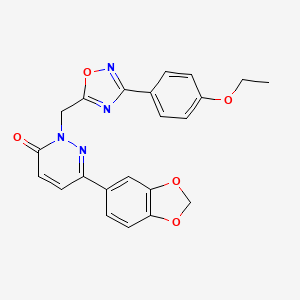 molecular formula C22H18N4O5 B3206744 6-(benzo[d][1,3]dioxol-5-yl)-2-((3-(4-ethoxyphenyl)-1,2,4-oxadiazol-5-yl)methyl)pyridazin-3(2H)-one CAS No. 1040672-42-1