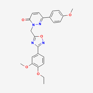 molecular formula C23H22N4O5 B3206785 2-((3-(4-ethoxy-3-methoxyphenyl)-1,2,4-oxadiazol-5-yl)methyl)-6-(4-methoxyphenyl)pyridazin-3(2H)-one CAS No. 1040673-17-3