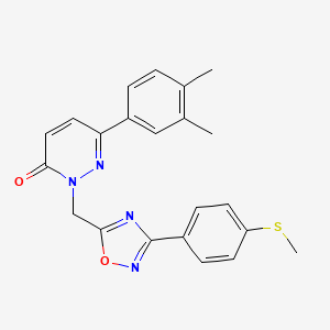 molecular formula C22H20N4O2S B3206819 6-(3,4-dimethylphenyl)-2-((3-(4-(methylthio)phenyl)-1,2,4-oxadiazol-5-yl)methyl)pyridazin-3(2H)-one CAS No. 1040674-11-0