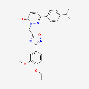 molecular formula C25H26N4O4 B3206831 2-((3-(4-ethoxy-3-methoxyphenyl)-1,2,4-oxadiazol-5-yl)methyl)-6-(4-isopropylphenyl)pyridazin-3(2H)-one CAS No. 1040674-35-8