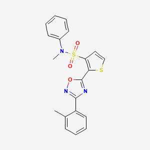molecular formula C20H17N3O3S2 B3206835 N-methyl-2-[3-(2-methylphenyl)-1,2,4-oxadiazol-5-yl]-N-phenylthiophene-3-sulfonamide CAS No. 1040674-51-8