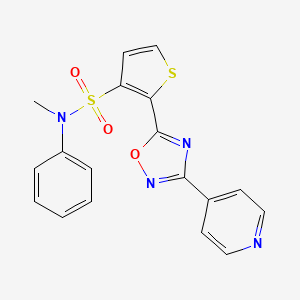 molecular formula C18H14N4O3S2 B3206837 N-methyl-N-phenyl-2-(3-pyridin-4-yl-1,2,4-oxadiazol-5-yl)thiophene-3-sulfonamide CAS No. 1040674-75-6