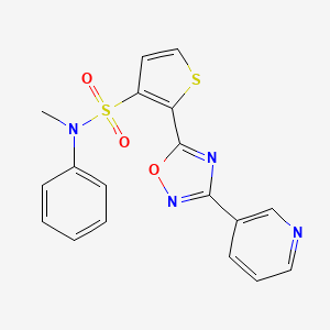 molecular formula C18H14N4O3S2 B3206844 N-methyl-N-phenyl-2-(3-pyridin-3-yl-1,2,4-oxadiazol-5-yl)thiophene-3-sulfonamide CAS No. 1040674-97-2