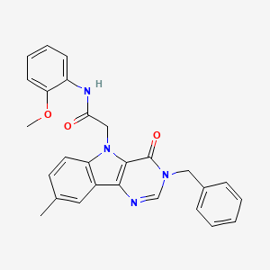 molecular formula C27H24N4O3 B3206877 2-(3-benzyl-8-methyl-4-oxo-3,4-dihydro-5H-pyrimido[5,4-b]indol-5-yl)-N-(2-methoxyphenyl)acetamide CAS No. 1040676-72-9