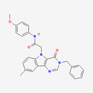 molecular formula C27H24N4O3 B3206882 2-(3-benzyl-8-methyl-4-oxo-3,4-dihydro-5H-pyrimido[5,4-b]indol-5-yl)-N-(4-methoxyphenyl)acetamide CAS No. 1040676-78-5
