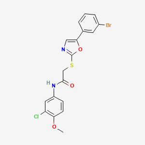 molecular formula C18H14BrClN2O3S B3206908 2-((5-(3-bromophenyl)oxazol-2-yl)thio)-N-(3-chloro-4-methoxyphenyl)acetamide CAS No. 1040676-91-2