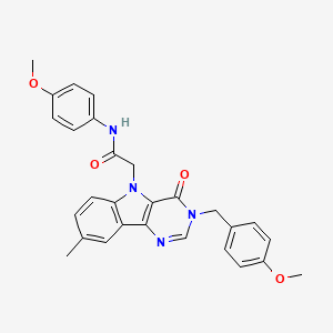 molecular formula C28H26N4O4 B3206915 2-(3-(4-methoxybenzyl)-8-methyl-4-oxo-3H-pyrimido[5,4-b]indol-5(4H)-yl)-N-(4-methoxyphenyl)acetamide CAS No. 1040676-96-7
