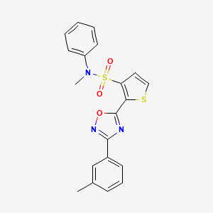 molecular formula C20H17N3O3S2 B3206925 N-methyl-2-[3-(3-methylphenyl)-1,2,4-oxadiazol-5-yl]-N-phenylthiophene-3-sulfonamide CAS No. 1040677-75-5