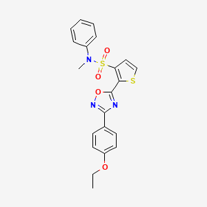 molecular formula C21H19N3O4S2 B3206938 2-[3-(4-ethoxyphenyl)-1,2,4-oxadiazol-5-yl]-N-methyl-N-phenylthiophene-3-sulfonamide CAS No. 1040677-84-6